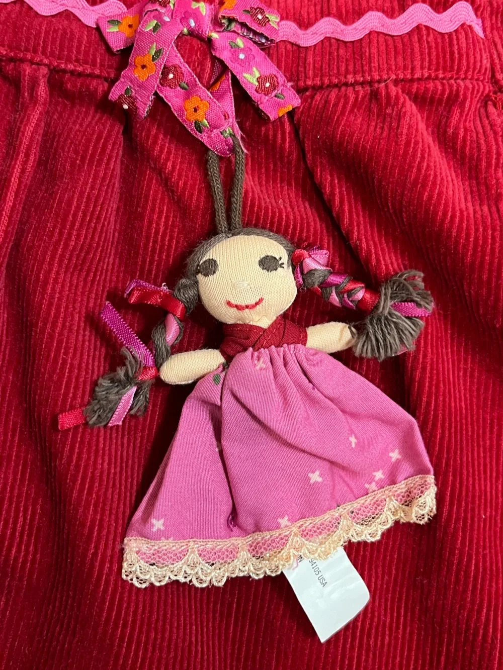 Vintage Gymboree Baby Girl Clothes Peruvian Doll 12-18m Red Corduroy Jumper Dres